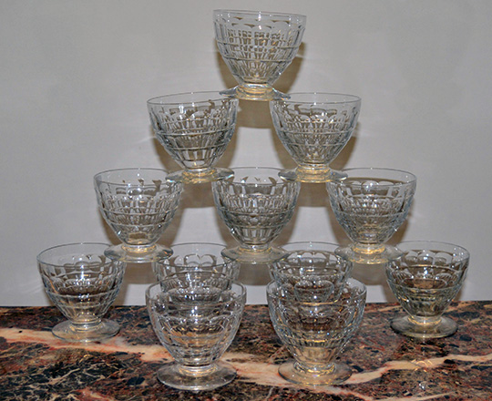 Lot 222_1: Three sets of various size Baccarat crystal glasses with original boxes.