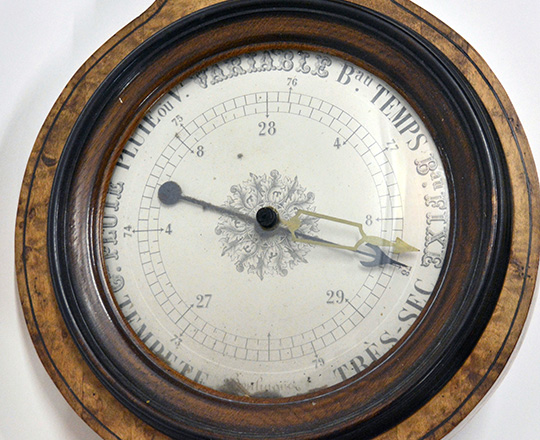 Lot 284_1: 19th cent Empire barometer / thermometer. H93cm.