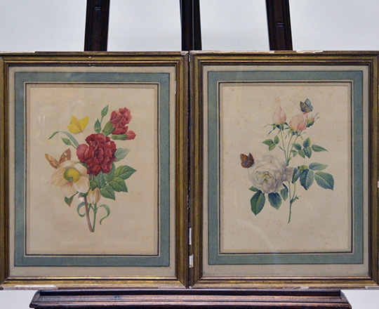 Lot 382_1: Three pair of framed floral  theme prints.