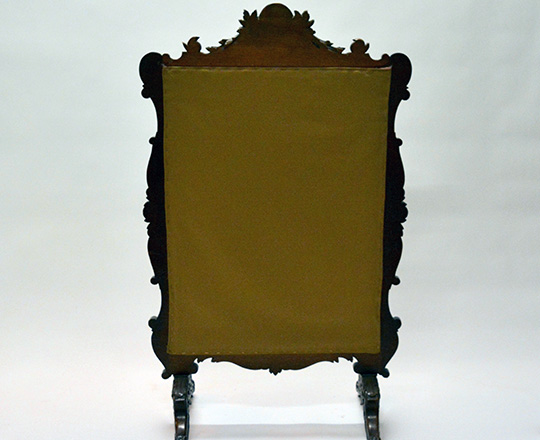 Lot 526_1: Richly carved turn cent Louis XV walnut fire screen with fine floral needle point tapestry. H119 x W72cm.