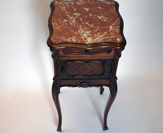Lot 534_1: 19th cent Louis XV red marble top rosewood  side table. 85 x40 x 40cm.